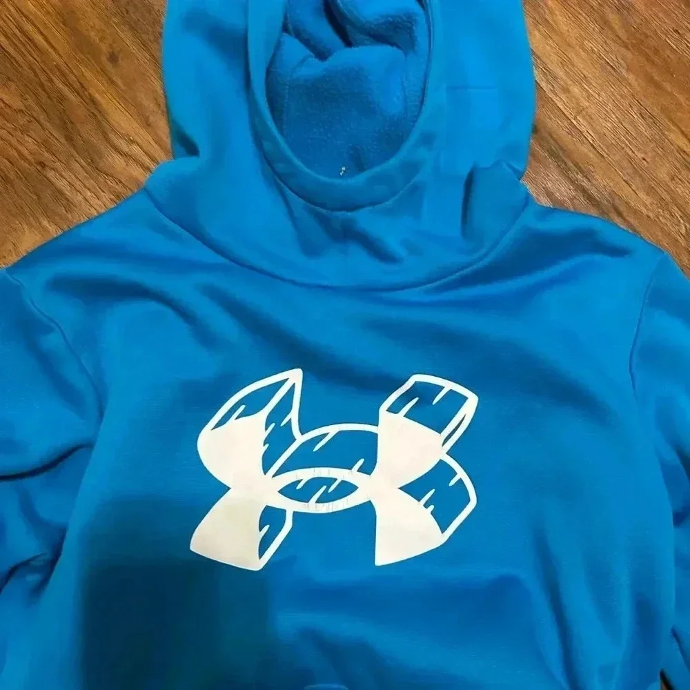 Under Armour Boy’s Hoodie Size Large Royal Blue With Logo School Fall - Picture 2 of 7